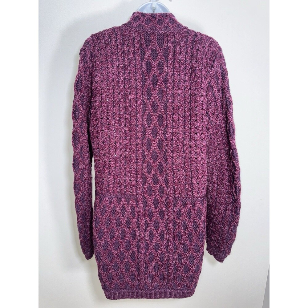 Aran Crafts Ireland Women XXL Merino Wool Zip Cardigan Sweater Fisherman Cable - Picture 5 of 10